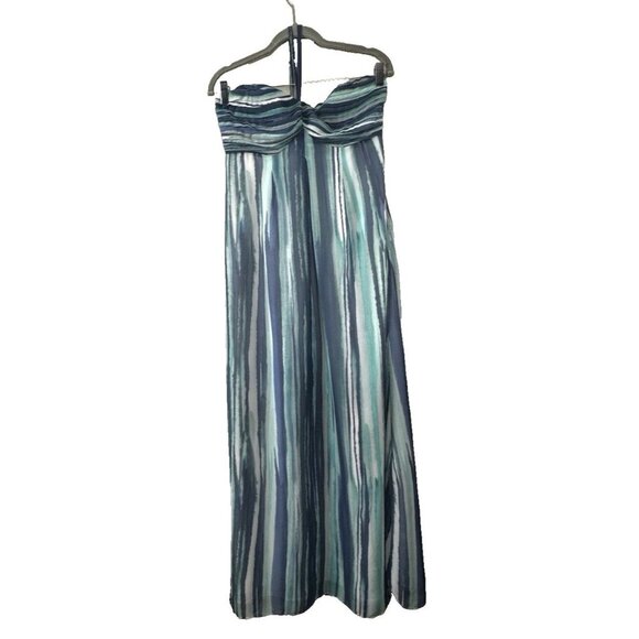 Striped Maxi Dress 8 Mermaidcore Halter Babydoll Coastal Siren Soft Girl Beachy - Picture 1 of 12